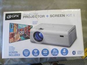 lot 322 image: GPX TV Projector With Screen open b...