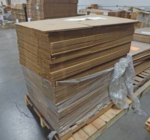 Large Pallet of 122 Corrugated 30 x 17 x 13 Shipping Boxes