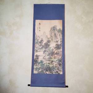 lot 82 image: Japanese Mountain Landscape Wall Scroll
