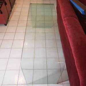 lot 7 image: Contemporary Tempered Glass Console Table