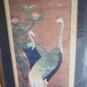 lot 142 image: Reproduction Print of an Oriental Heron Textile
