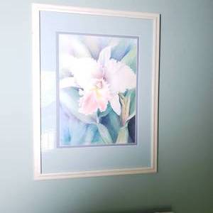 lot 131 image: Pair of Floral Orchid Dcor Art