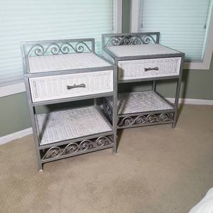 lot 116 image: Sleek Pier One Nightstand Set
