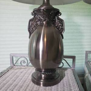 lot 35 image: Elegant Brushed Steel Jar Lamps