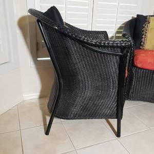 lot 122 image: Handsome Black Wicker Conversation Chairs