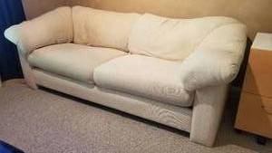 lot 74 image: Retro Off White 2 Cushion Sofa Couch by Carlton