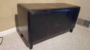 lot 73 image: Leatheroid Sleek Black Ottoman Bench