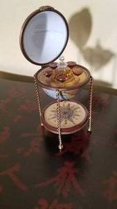 lot 3 image: Limoges Trinket Box  World Globe Bar with Glasses & Crystal Decanter Limoges Box
