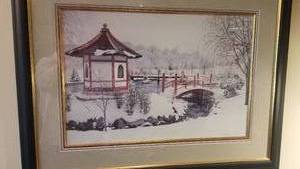 lot 99 image: Lovely Winter Scene of Japanese Garden by FR Meisch