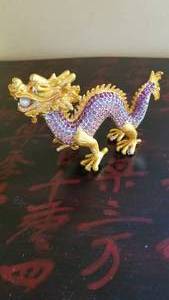 lot 126 image: Rhinestone Chinese Dragon Box