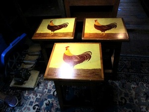 lot 53 image: Stools with Chickens