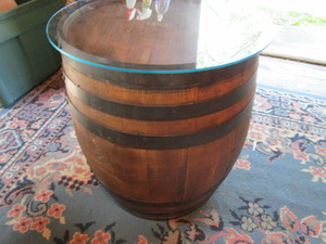 lot 54 image: Whiskey Barrel Lamp Table