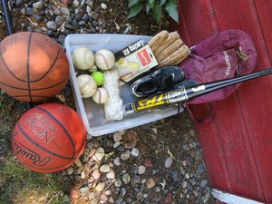 lot 76 image: Balls, Bat, Glove, Lacing