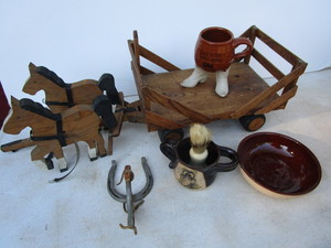 lot 121 image: Wooden Wagon, Mug, Hook