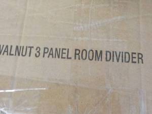 lot 187 image: 3 panel walnut room divider each pa...