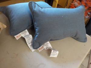 lot 209 image: 2 Sunbrella 12x18 pillows and 1 14x...