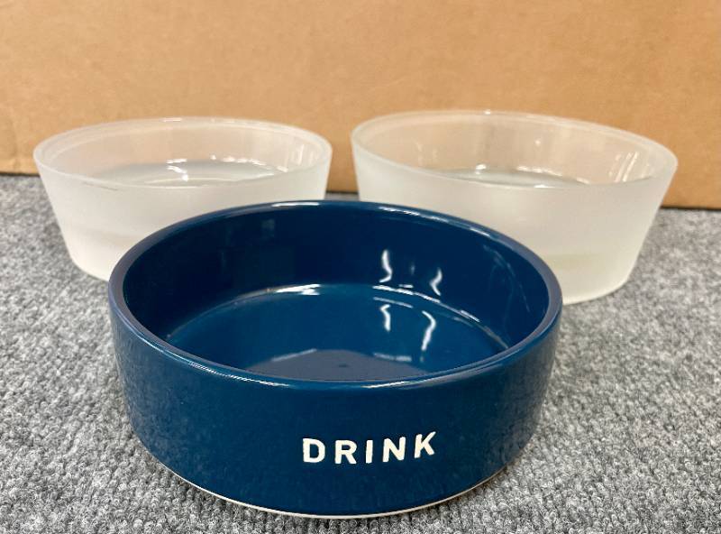Lot of 3 Large Dog Food Water Bowls