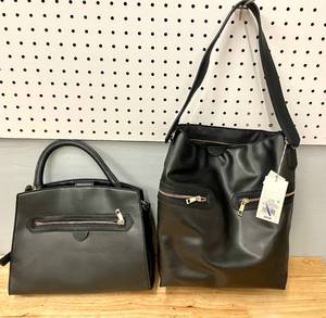 Lot of 2 Black Womens Handbags Purses