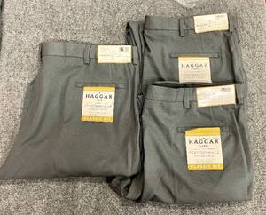 Lot of 3 Haggar 42x32 Mens Performance Gray Dress Pants
