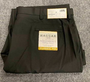 Haggar Mens 42x30 Performance Black Dress Pants