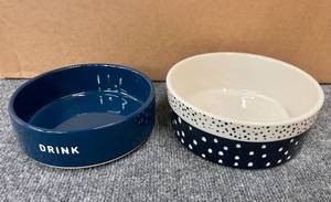 Lot of 2 Large Ceramic Dog Food Water Bowls