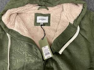 Sherpa Lined Mens Hooded Sweatshirt Jacket Size XXL