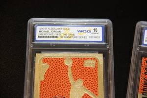 lot 48 image: 1996-97 Michael Jordan Feel The Game  Textured Graded Card Lot  3 Cards