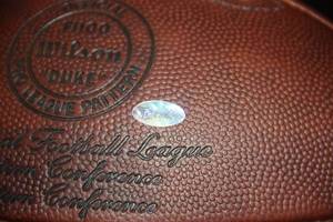 lot 110 image: Minnesota Vikings Ahmad Rashad Full Size Football  Fan HQ COA