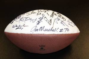 lot 113 image: Minnesota Vikings Multi Signed Full Size Football  John Randle Jim Marshall Carl Eller