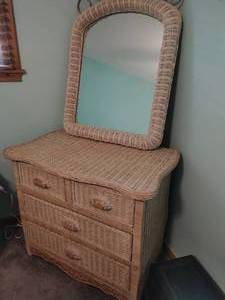 Wicker Dresser with Mirror