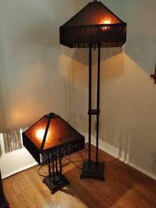 Two Lamps with Fringe Shades