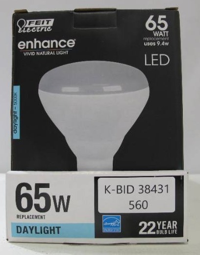lot 560 image: 4-Pack Feit Electric BR40DM950CA Led Br40 10.5w65w Med Dim 5k