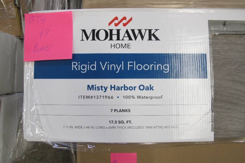 lot 509 image: Mohawk Home Misty Harbor Oak Ridgid Vinyl Flooring - 17 Boxes - 275 Square Feet