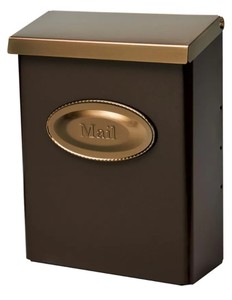 lot 520 image: Gibraltar Mailboxes Designer Medium, Vertical, Wall Mount, Locking Mailbox, Venetian Bronze