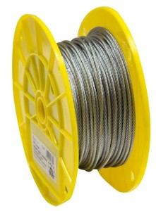 lot 522 image: KingChain 18 in. x 250 ft. Galvanized Aircraft Cable, 7x7 Construction - 340 lbs Safe Work Load - Reeled