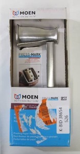 lot 526 image: Moen Hensley Pivoting Double Post Toilet Paper Holder with Press and Mark in Brushed Nickel