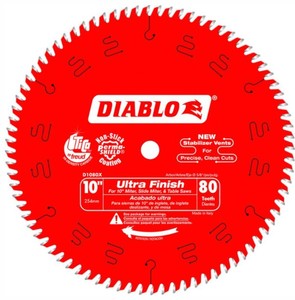 lot 543 image: Diablo 10 in. x 80-Teeth Ultra Finish Saw Blade