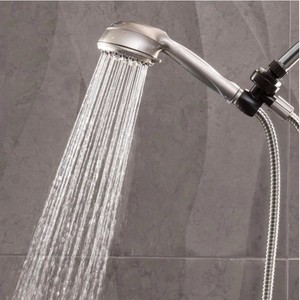 lot 552 image: Waterpik 6-Spray 3.5 in. Single Wall Mount 1.8 GPM Handheld Adjustable Shower Head in Brushed Nickel