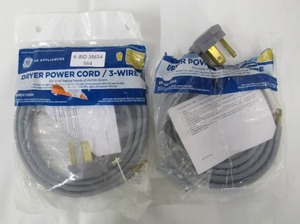 lot 564 image: 2-Pack GE Universal 6 ft. 3-Prong 30 Amp Dryer Cord