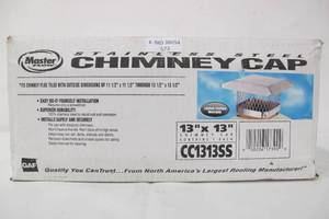 lot 573 image: Master Flow Chimney Cap - 13 in. x 13 in. Stainless Steel Fixed Cap