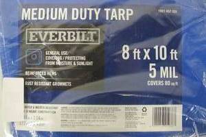 lot 579 image: 2-Pack Everbilt Medium Duty Tarp - 8ft X 10ft - Blue