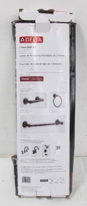 lot 580 image: Delta Porter 3-Piece Bath Hardware Set with Towel Ring Toilet Paper Holder and 24 in. Towel Bar in Oil Rubbed Bronze