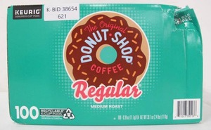 lot 621 image: Keurig - 100 Pods - The Original Donut Shop Coffee - Regular Medium Roast Box of K-Cup Single Use Pods
