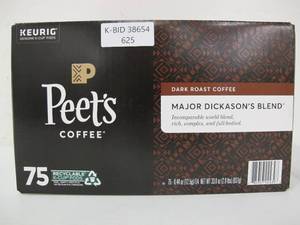 lot 625 image: Peets Coffee - Major Dickasons Blend Dark Roast Coffee - 75 Pack Keurig K-Cup Pods