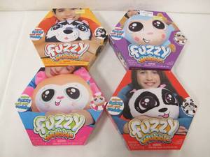lot 620 image: 4 Pack Fuzzy Wubble Fuzzy Pillow Toy Set - Dog, Cat, Monkey, and Panda