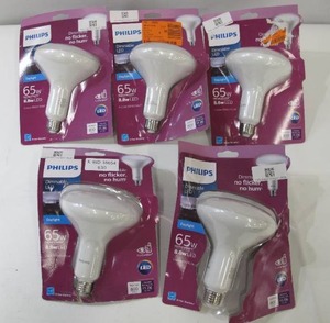 lot 630 image: Philips 5-Pack 65-Watt Equivalent BR40 Dimmable LED ENERGY STAR Flood Light Bulb Daylight