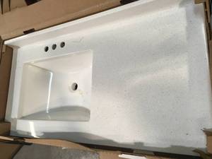 lot 7 image: 36 in. Vanity Combo  By Glacier Bay no mirror just Vanity and top  Customer Returns See Pictures