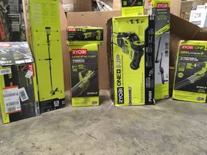 lot 26 image: Lot of assorted Ryobi Outdoor Tools various models and conditions see pictures