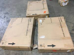 lot 43 image: Lot of 3- Stylewell Mix and Match Black Steel Sling Outdoor Patio Dining Chair in Graphite Gray (2-Pack) not used