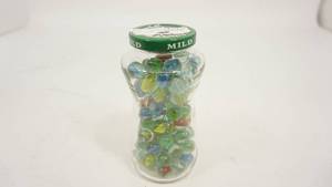 lot 9 image: Glass Jar Filled With Colorful Marbles